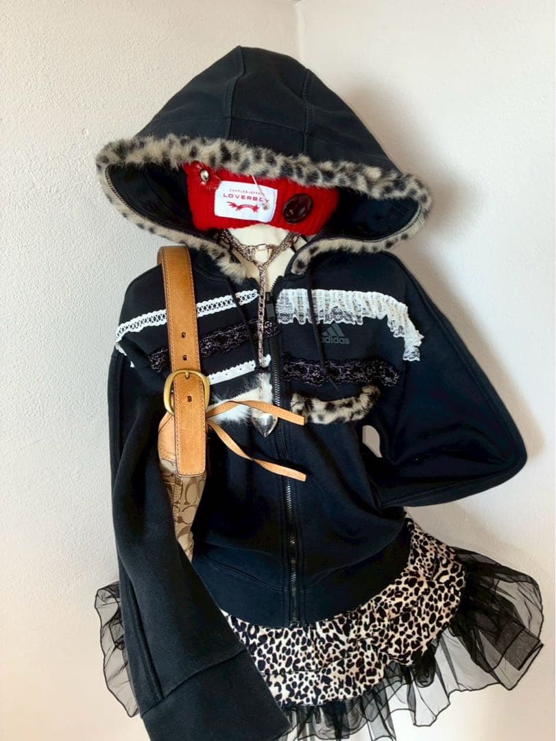 レア✴︎adidasファーリメイク00sy2k 平成ギャル　ゴシックレースNANA