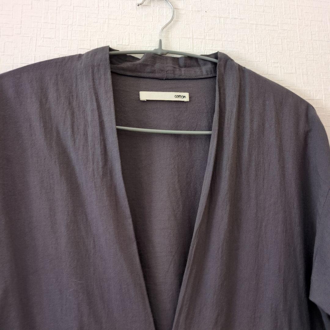 evameva coton グレー Vネック 長袖ブラウス