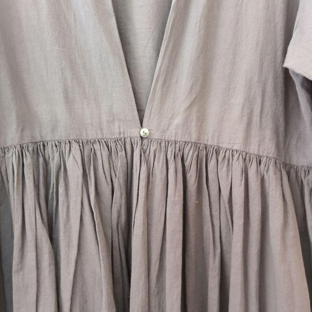 evameva coton グレー Vネック 長袖ブラウス