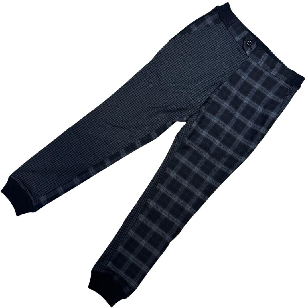 【美品】1piu1uguale3/クレイジーチェックリブパンツ/グレー系3