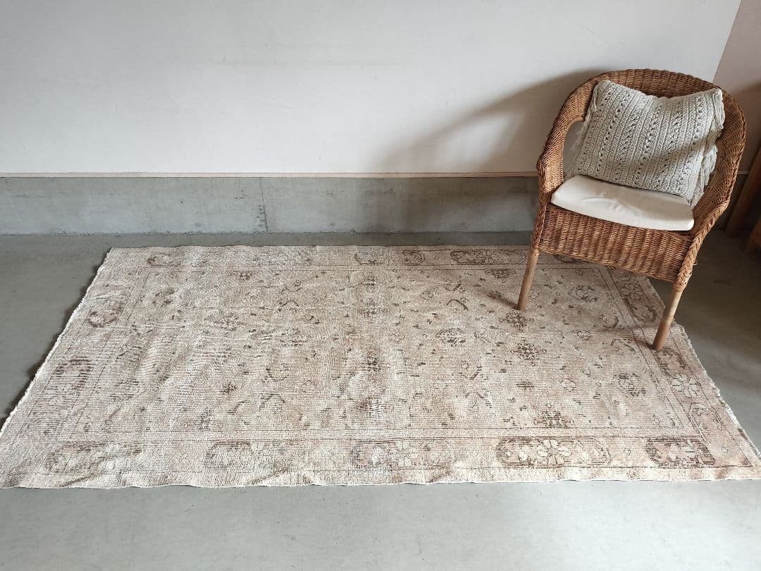 【ココ】大きめ/ピーチピンクとベージュのニュートラルラグNo.721