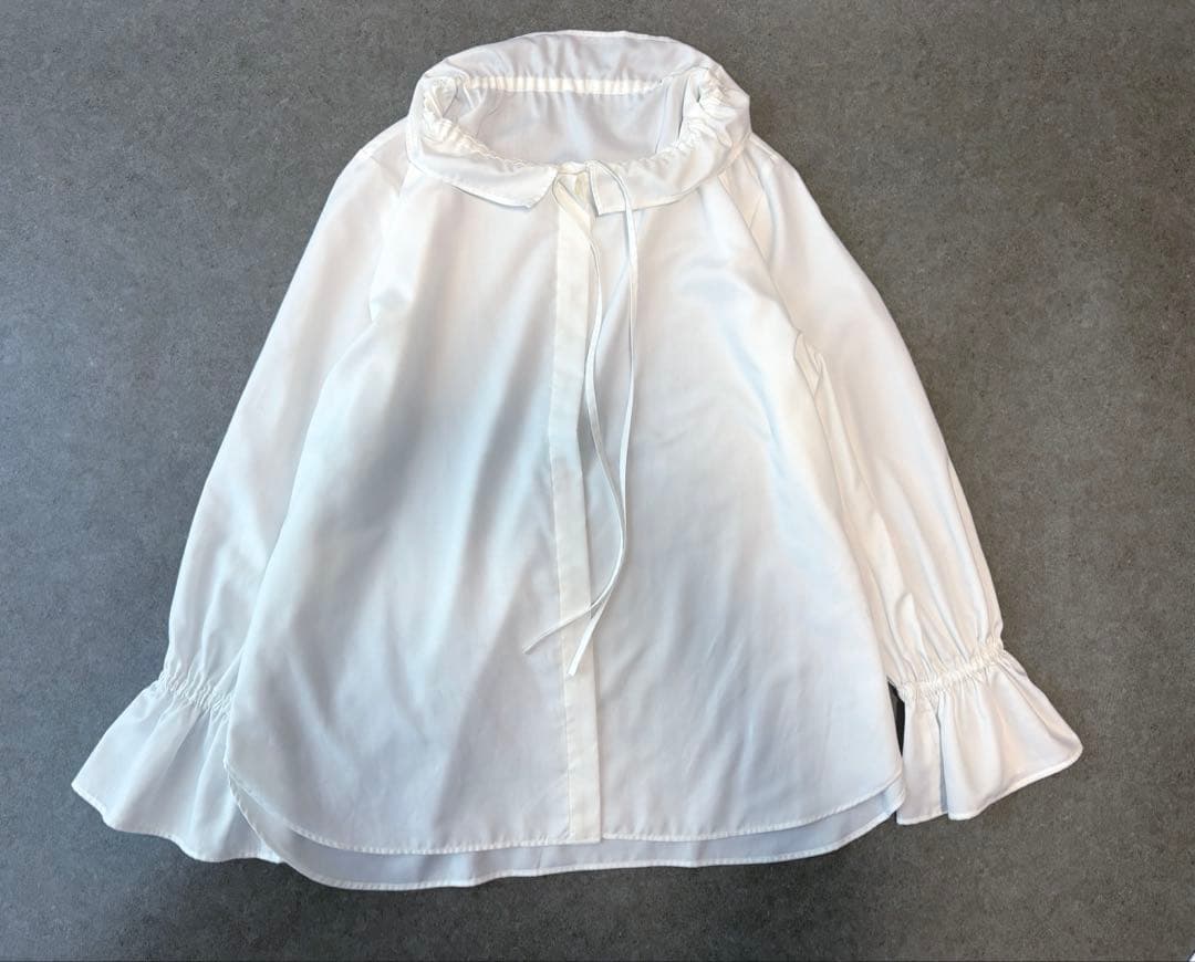 UNITED ARROWS フリルカラー フレア袖ブラウス ホワイト FREE