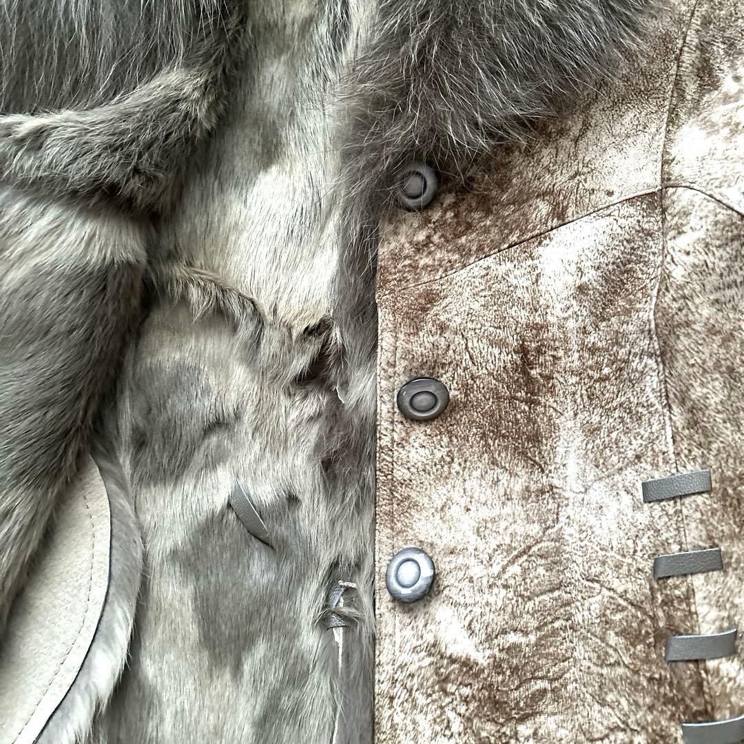 【新品】MASABARDO 毛皮ジャケット ラビット革 ブルーフォックスファーM