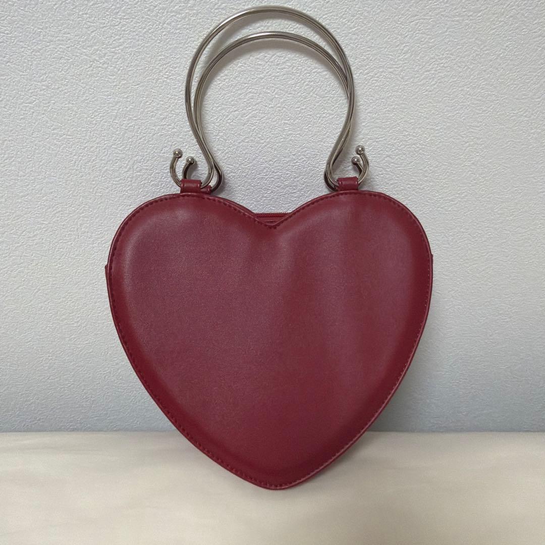 リボンハートBAG えんじ