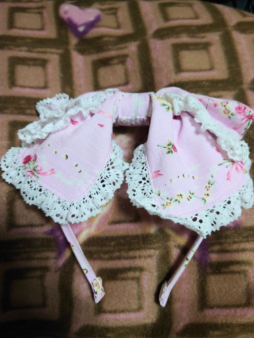 BABY スローモーションブーケ柄　ピンク カチューシャ付き