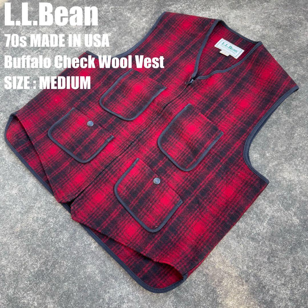 こうた　USA製 70s L.L.Bean ウールベスト チェック 赤黒