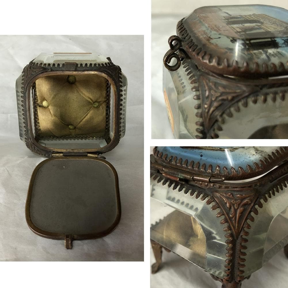 e2768 ガラス ミニ アクセサリーケース 古硝子 指輪ケース