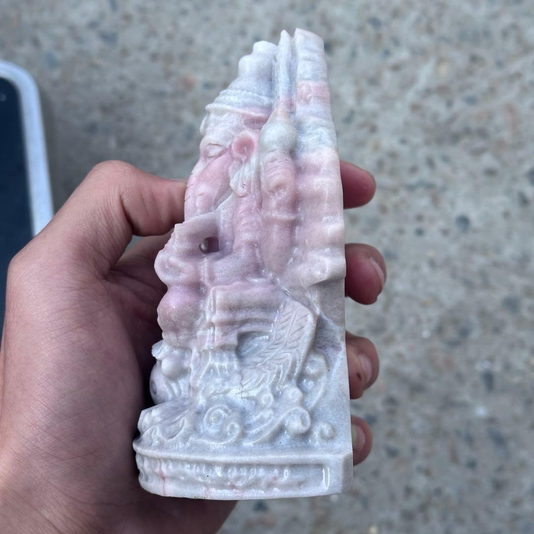 天然石ピンクオパールのガネーシャ　置物　ご購入前に在庫確認必要G.151