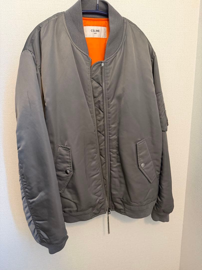 美品　セリーヌ　テディジャケット　中綿　ブルゾン　グレー　48