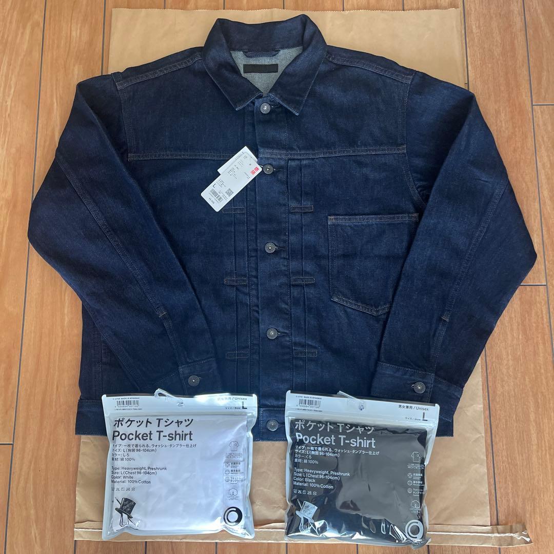 未使用品　ユニクロ　トラッカージャケットとトリップスターTシャツ白黒のセット売り