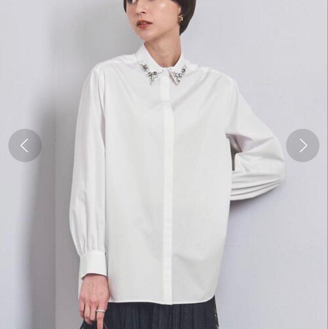 【新品未使用】ユナイテッドアローズ　ビジューブラウス　オフホワイト　サイズ38