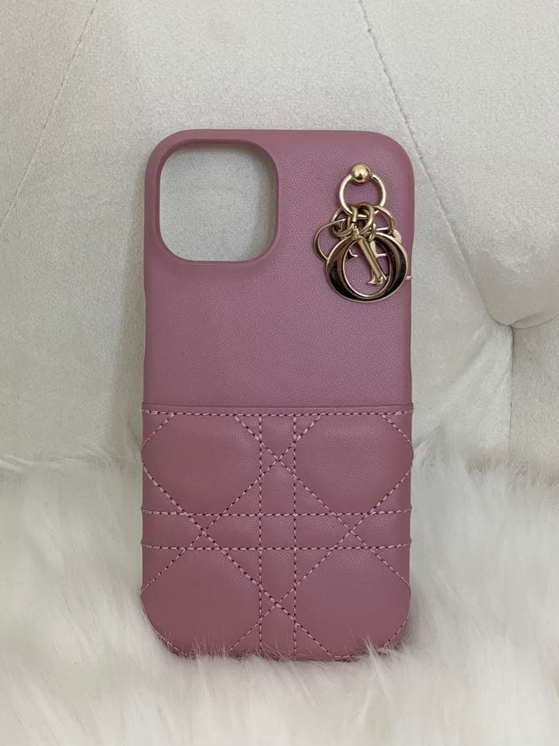 専用 ディオール iPhoneケース13 14 カナージュ チャーム ピンク