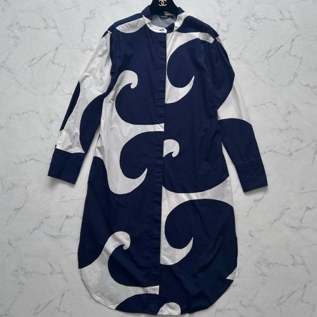 marimekko マリメッコ シャツワンピース　ロングシャツ　総柄