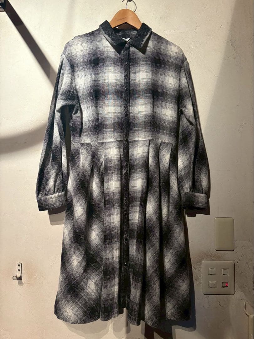 新品タグ付き オースチンリード オンブレーチェック ウールワンピース38