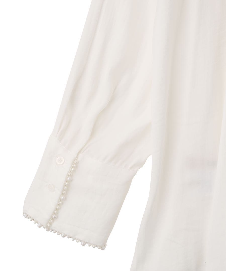 新品タグ付き ココディール パールモチーフペプラムシャツ ホワイト 25AW