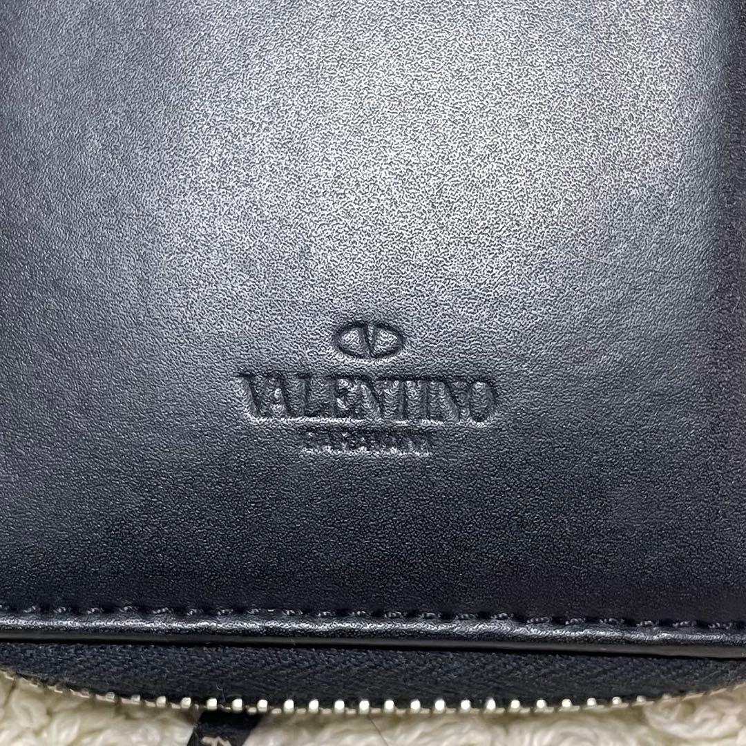 ヴァレンティノ 二つ折り ショルダーウォレット 首掛け ブラック