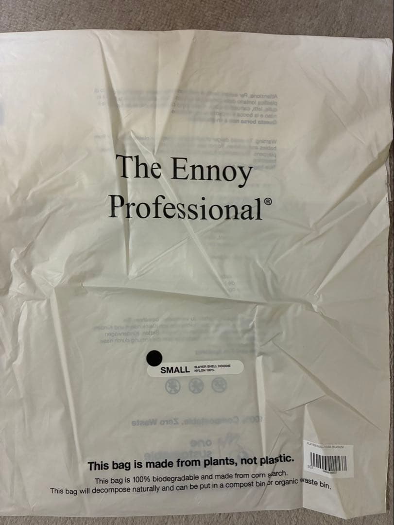 ENNOY エンノイ 3LAYER SHELL HOODIE 黒 Sサイズ