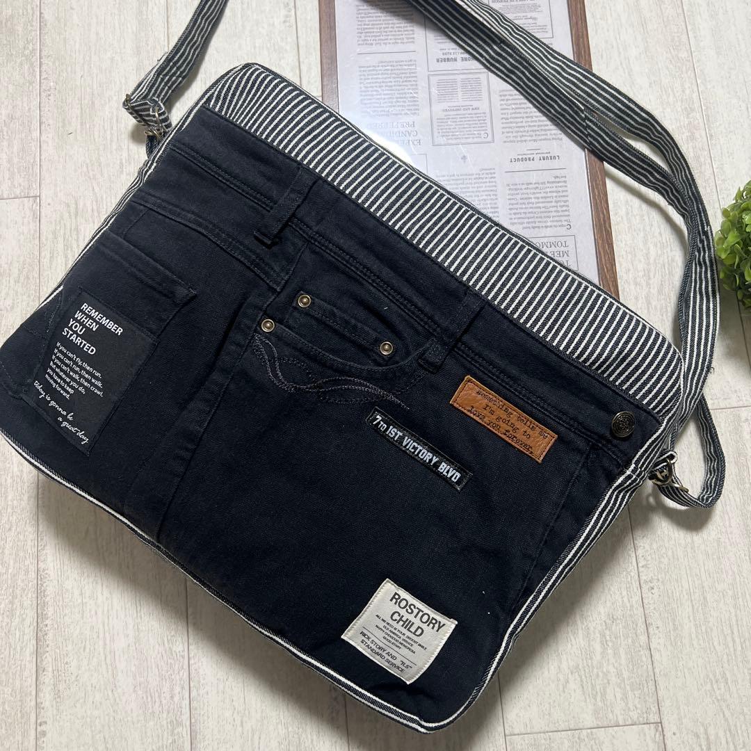 BIGショルダーバッグ　２点　デニムリメイク　ハンドメイド