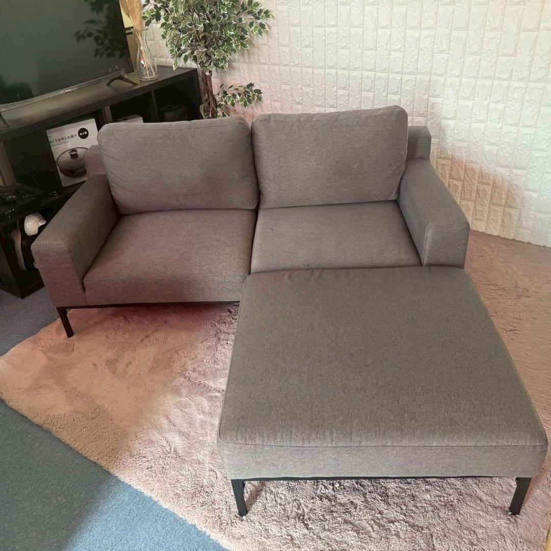 都内23区送料無料✨ロウヤ✨2人掛けソファ オットマン付き