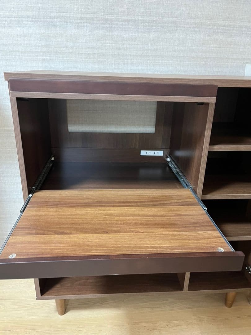 北欧風 フラップ扉付きキッチン収納キャビネット（全体の高さ 96cm)