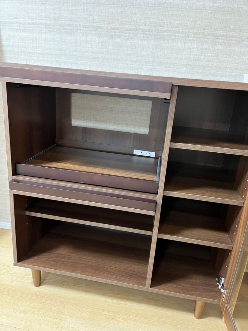 北欧風 フラップ扉付きキッチン収納キャビネット（全体の高さ 96cm)