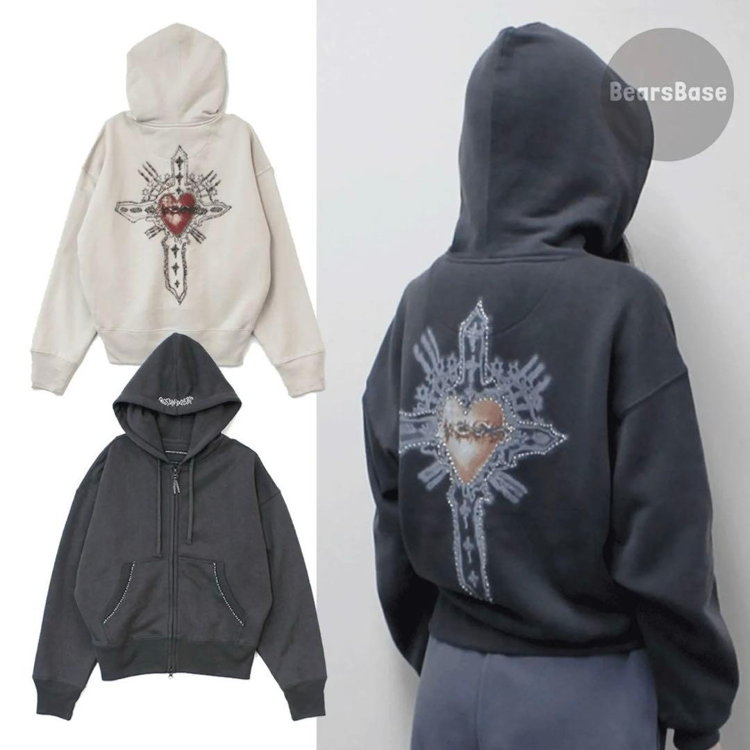 トップス SCULPTOR Beaded Saint Hoodie Zip-Up