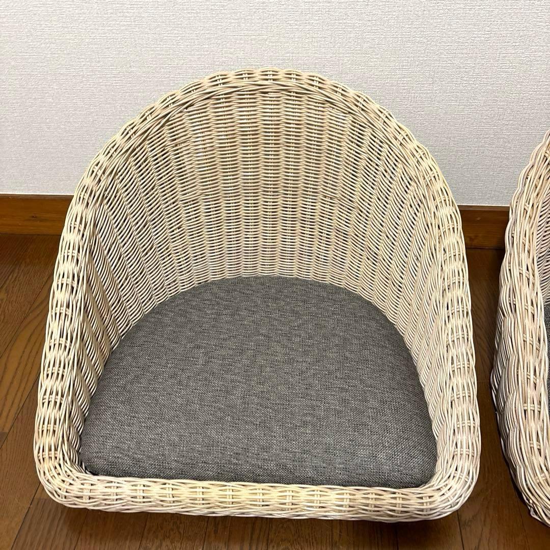 【良品】関家具 フロアチェア 座椅子 ラタン ２脚セット