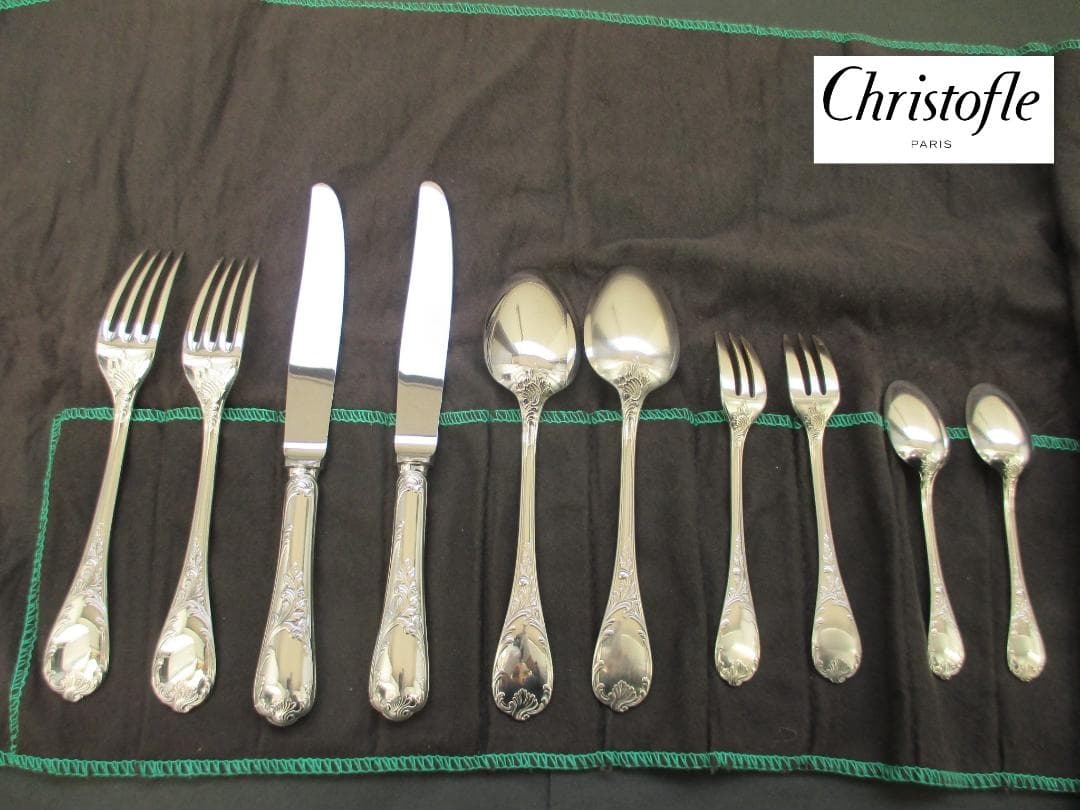 ☆仏蘭西高級銀器クリストフルシルバー カトラリー１０本　マルリー酸化防止収納袋入