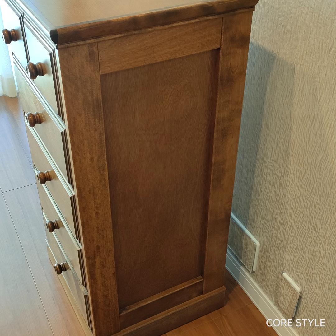 高級　スリムチェスト　5段チェスト　6杯　組木　樺材　アンティーク