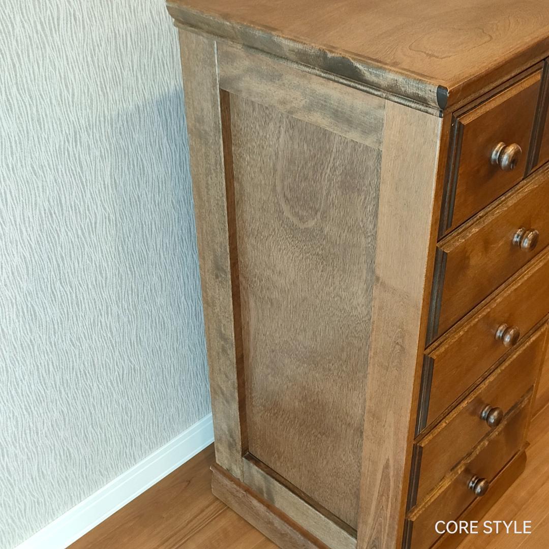 高級　スリムチェスト　5段チェスト　6杯　組木　樺材　アンティーク