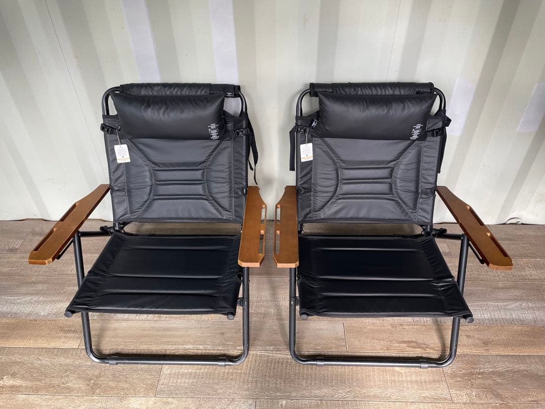 AS2OVリクライニングローバーチェア マルチクッション付　ブラック　2脚セット
