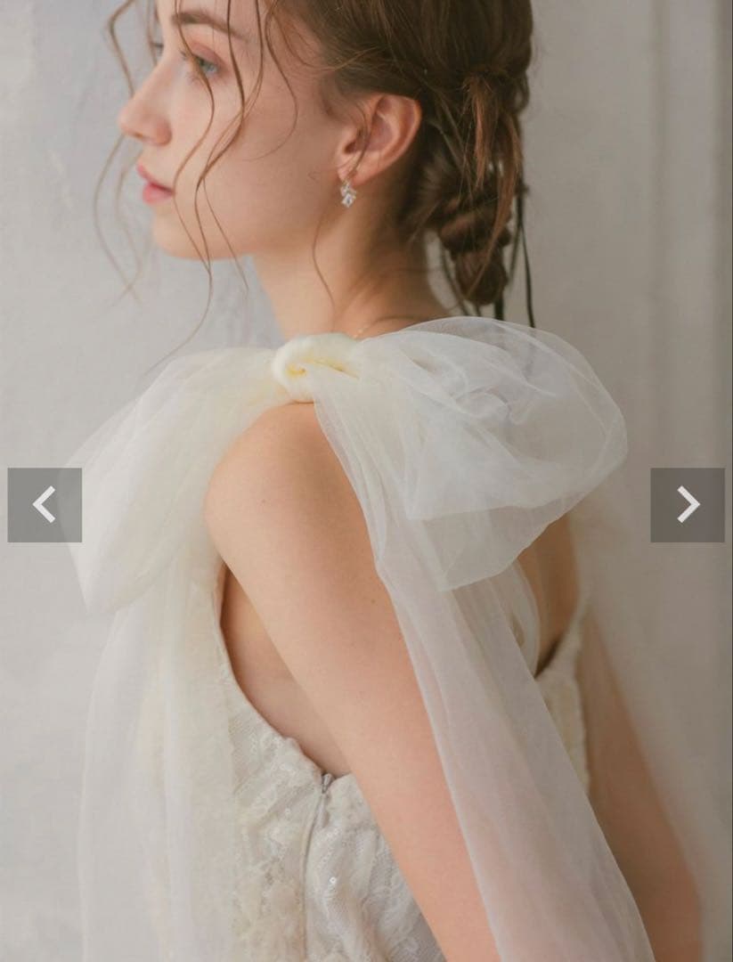 ドリードール リボン×スパンコールドレス エクリュ　ウェディング　オケージョン