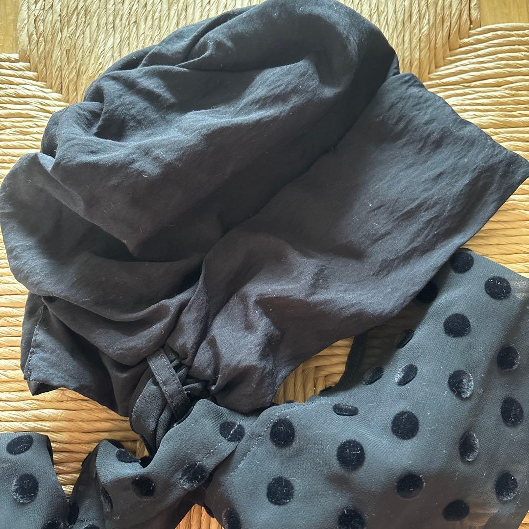 BAREN 医療用帽子のみ　黒ドットシフォン