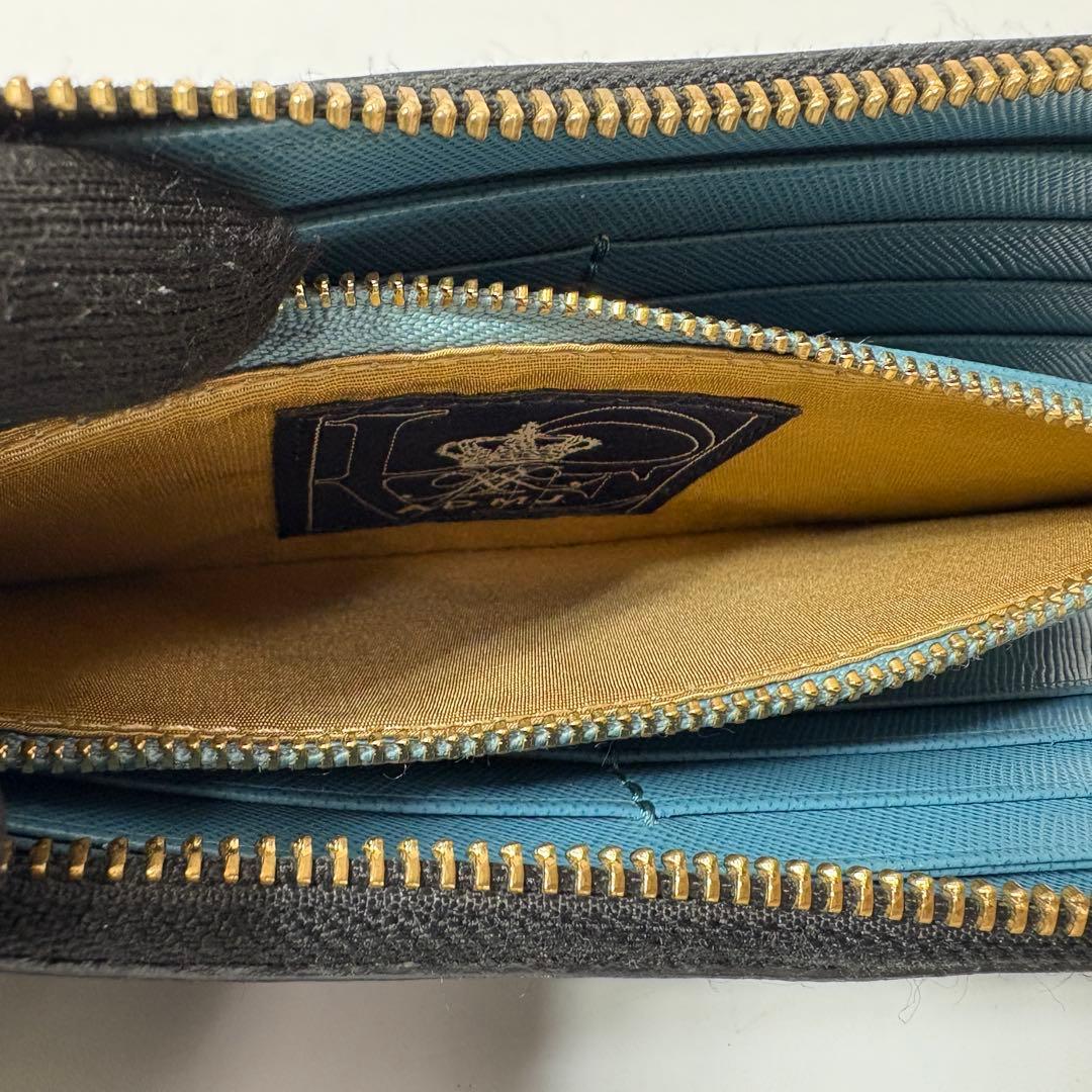 ADMJ ビジュー　クロコ型押し　ブラック　L字ファスナー　長財布.