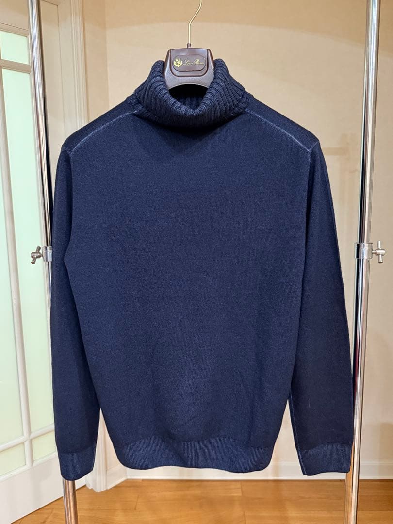 CRUCIANI ウール100% ネイビー タートルネック 50