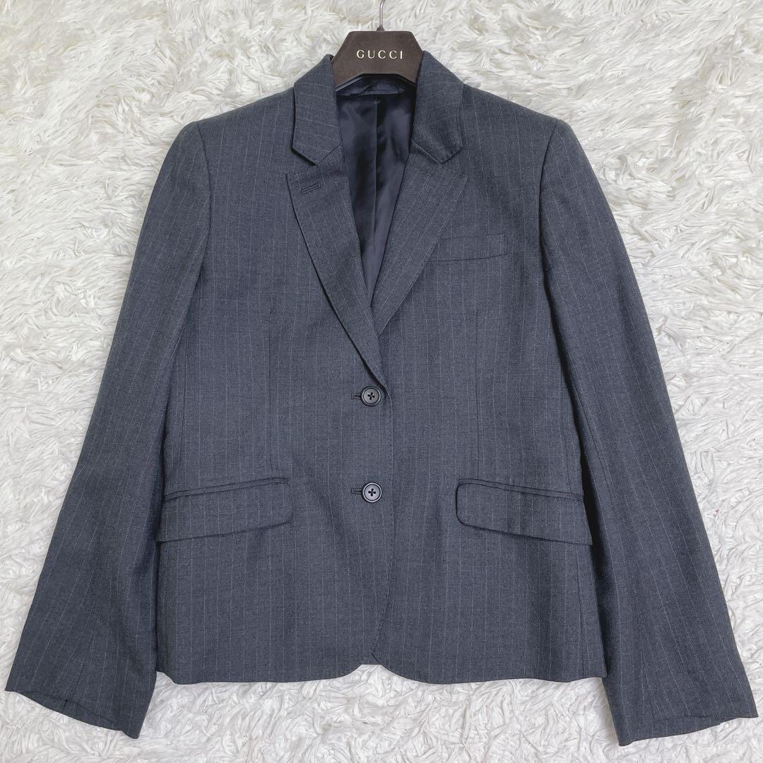 美品 マーガレットハウエル セットアップ スーツ ウール ストライプ グレー