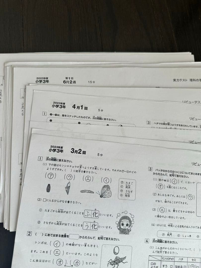 奨学社　小3 理科　1年分　しょうがく社　リビューテスト　実力テスト