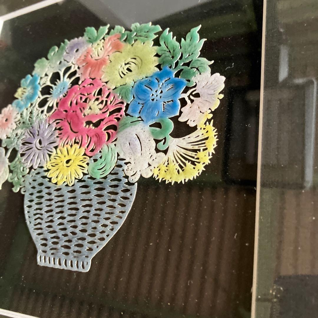 七宝の栞 七宝焼 額 縁 額装花 花瓶 マルチカラー