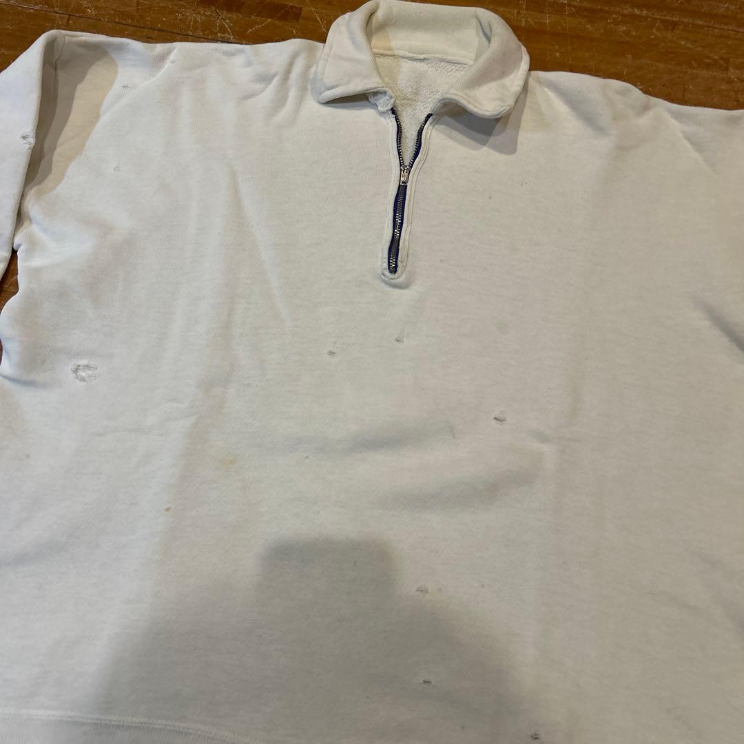 40s 50s ホワイト ハーフジップ スウェット