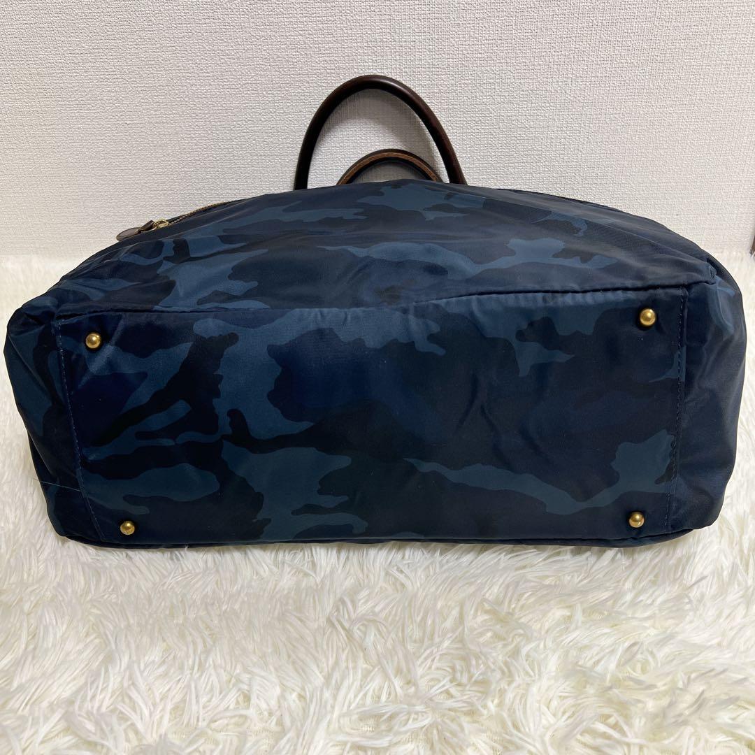 Folna 藤巻百貨店限定 2way 迷彩 ナイロン ブリーフバッグ ネイビー