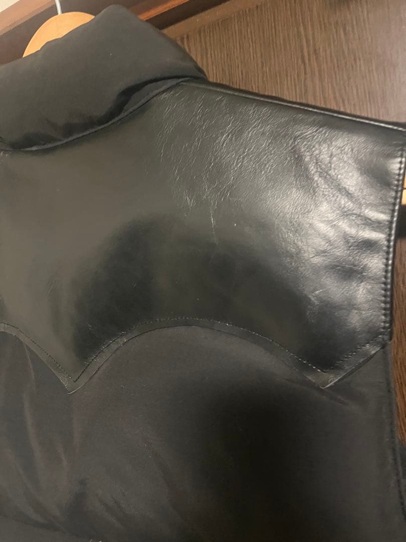 Sugar Cane ( シュガーケーン ) レザーヨークダウンベスト　ブラック