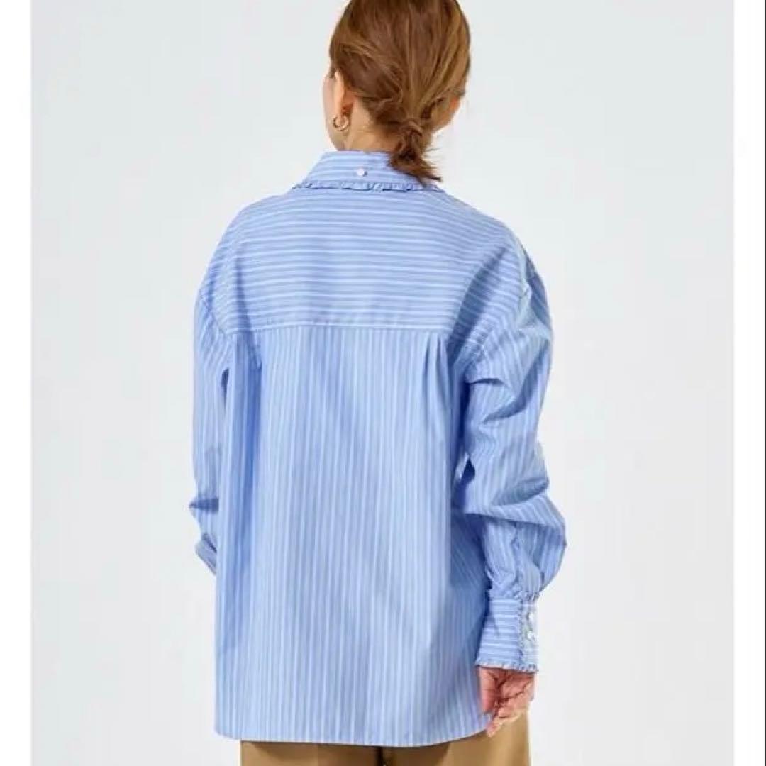 yori ミニフリルストライプシャツ ストライプ ブラウス 36