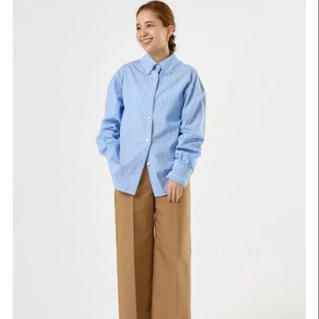 yori ミニフリルストライプシャツ ストライプ ブラウス 36