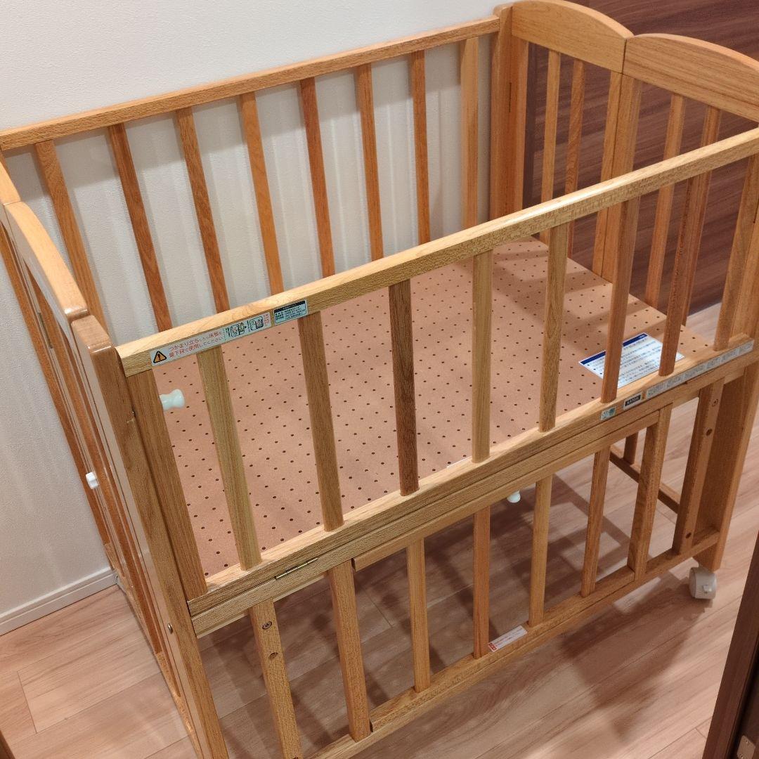 【千葉市 手渡し限定】KATOJI 木製オープンタイプベビーベッド　60×90