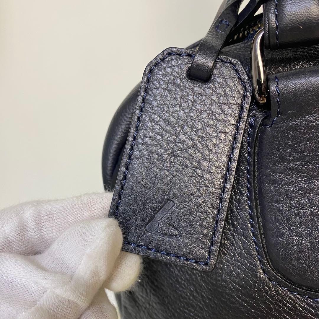 【美品】土屋鞄　ビジネスバッグ　クラルテサージュ　肩掛け　濃紺　ネイビー　レザー