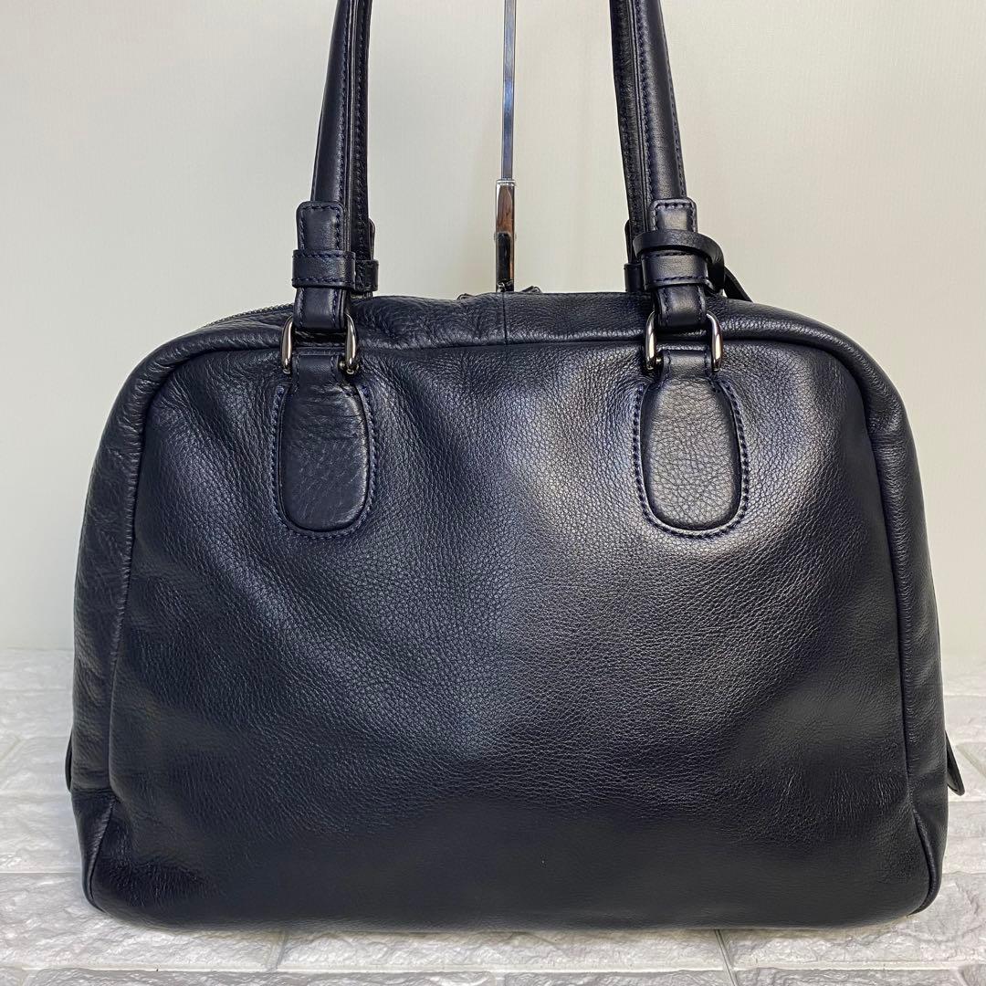 【美品】土屋鞄　ビジネスバッグ　クラルテサージュ　肩掛け　濃紺　ネイビー　レザー