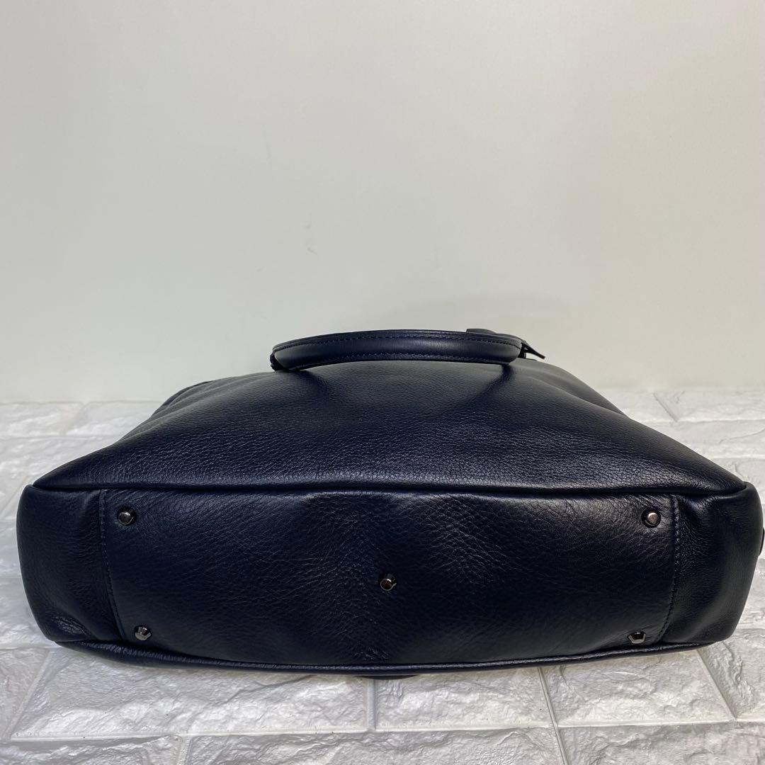 【美品】土屋鞄　ビジネスバッグ　クラルテサージュ　肩掛け　濃紺　ネイビー　レザー