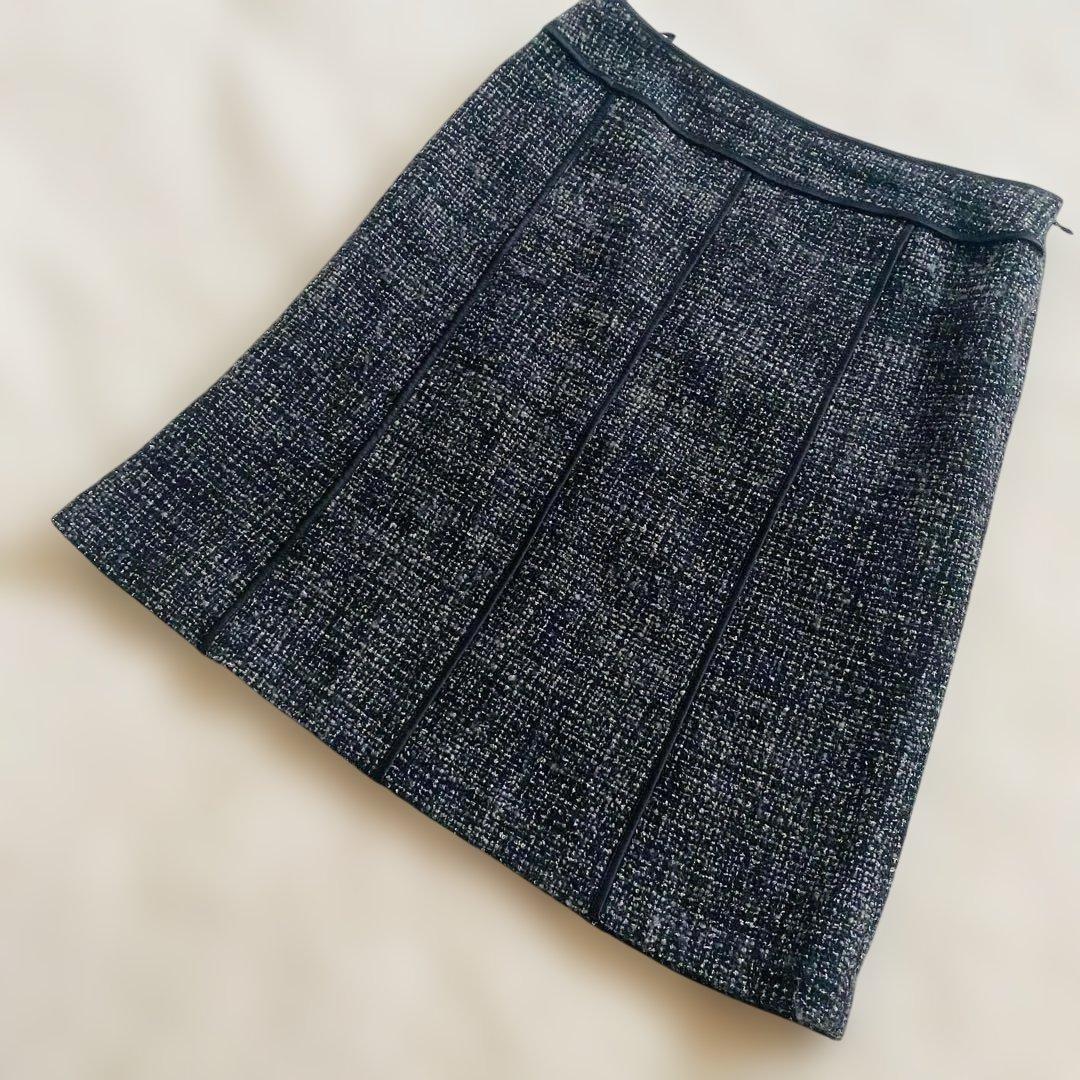 専用❗️【大きい L 】自由区　ツイード　黒　セット ノーカラー ジャケット