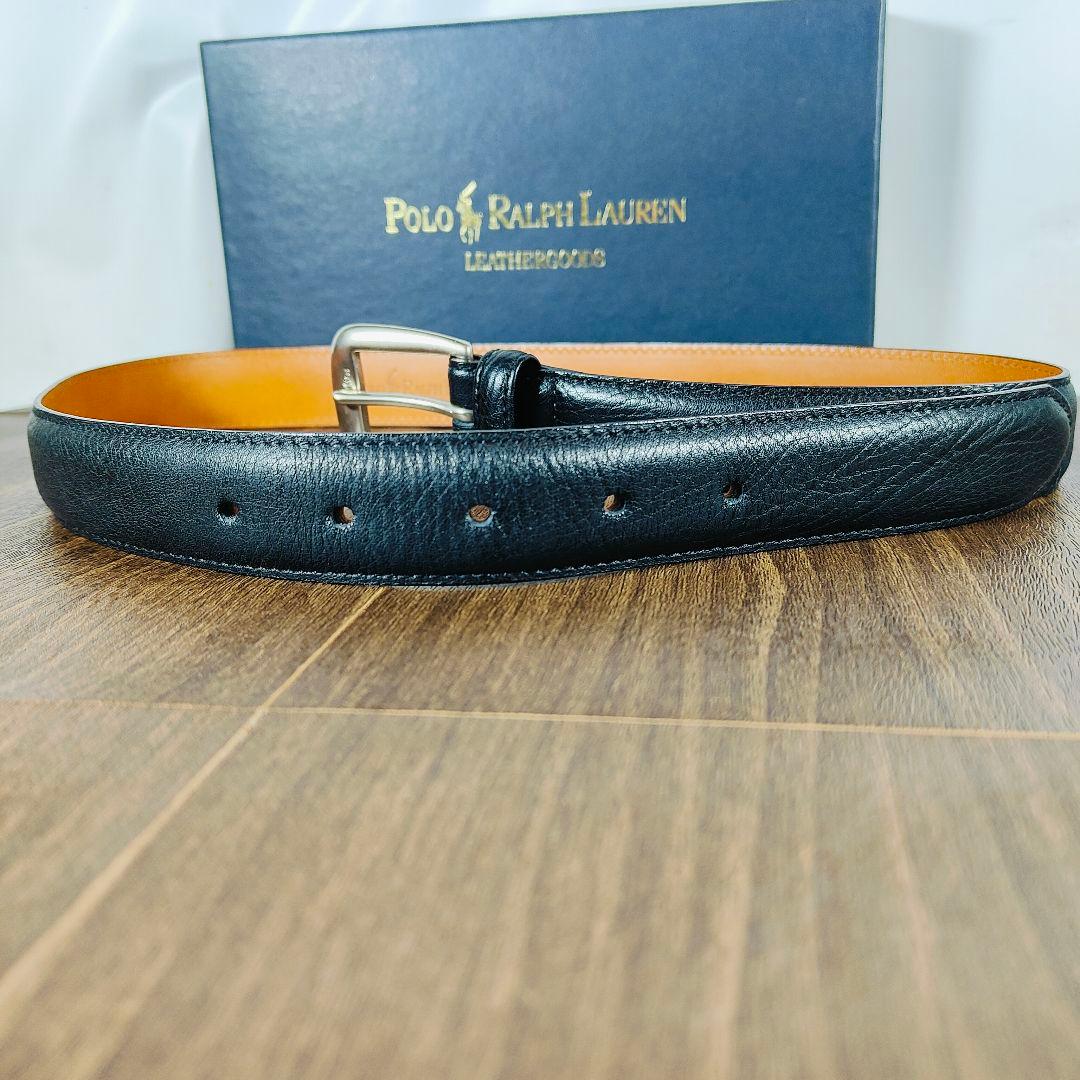 【新品未使用 箱付き】ポロラルフローレン　高級艶黒ドレスベルト　本革日本製正規品