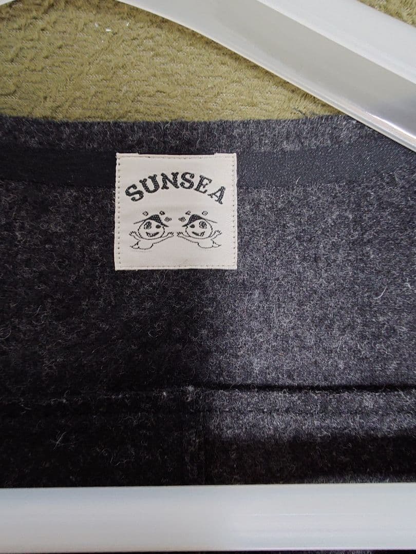 sunsea ブロックチェックメルトンレザージャケット